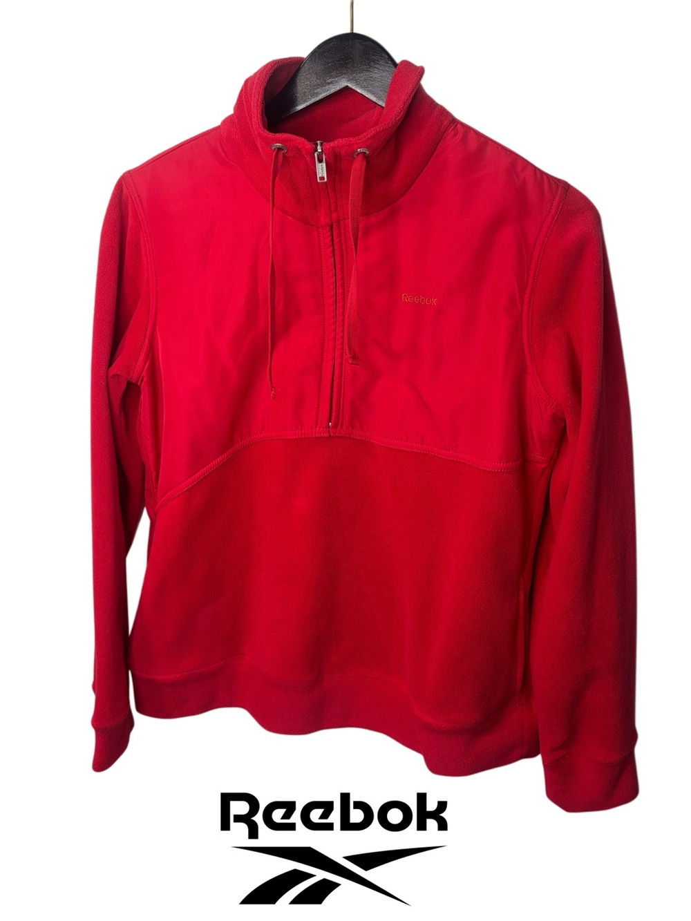 Reebok Bright Red Quarter-Zip Fleece Pullover Size M (EUC)